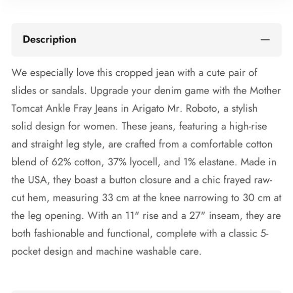 Mother Tomcat ankle fray jeans 27 - Picture 5 of 15